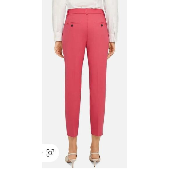 Theory Womens Treeca 2 Good Wool Cropped Watermelon Pink Tailored Dress Pants 2 - Picture 2 of 15
